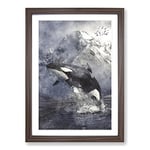 Big Box Art Killer Whale Painting Framed Wall Art Picture Print Ready to Hang, Walnut A2 (62 x 45 cm)