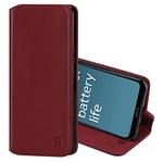 32nd Classic Series 2.0 - Real Leather Book Wallet Flip Case Cover For Nokia C21 Plus, Real Leather Design With Card Slot, Magnetic Closure and Built In Stand - Burgundy