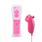 Rose 2 En 1 Kit Manette De Jeu 2 Fr 1 Pour Nintendo Wii Nunchuk Avec Capteur De Mouvement Intégré, Contrôleur À Distance Sans Fil Avec Étui En Silicone