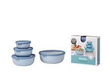 Mepal – Multi Bowl Cirqula 4-Piece Set – Food Storage Container with Lid - Suitable as Airtight Storage Box for Fridge & Freezer, Microwave Container - 350, 750, 1250, 2250ml - Nordic Blue