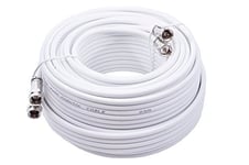 25m, Câble d'extension Double Pour Satellite TV / TNT. Câble Coaxial Blanc. 4 x F-Connecteurs Avec 2 X Raccord Fiches F Femelle Femelle