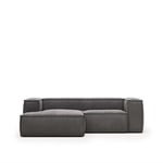 Blok, Chaiselong sofa, Venstrevendt, grå, H69x240x174 cm, fløjl