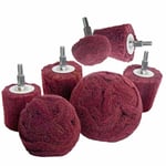 Polishing brushing shaped scouring pad grinding head - 7Pcs Red Non Woven Drill