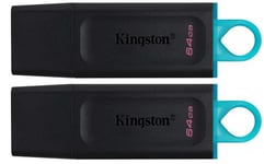 2PCS clé USB Kingston 64Go Kingston DataTraveler Exodia DTX/64GB Clé USB 3.2 Gen 1 avec capuchon de protection et anneaux porte-clés