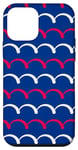 iPhone 12 mini Navy Blue Crimson White Red Arched Semicircle Pattern Case