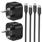 Samsung Fast Charger Plug and Cable 2Pack, Super Fast Charging for Samsung Galaxy S24 Ultra/S23/S22 Plus/S21/S20 fe/A15/A14/A13/A12/A33/A34/A52/A53/A54/A55/A35, Type C Lead 1M and Plug USB C PD