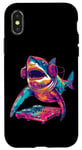 Coque pour iPhone X/XS Party Shark Disco DJ avec illustration de platine casque