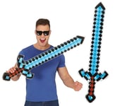 FIESTAS GUIRCA | Épée Pixel Gonflable (90 cm) - Arme de Jouet pour Costumes de Jeux Vidéo et Cosplay - Accessoire Idéal pour Fêtes d'Halloween et Carnaval - Pour Enfants et Adultes - Bleu