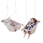 VEVOR TL18B-07D 3 Modes Indoor and Outdoor with 5-Point Harness, and Tree Straps, 150lbs Weight Capacity, Integrated Cushion, Wooden Hanging Swing Seat for Baby to Toddler