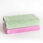 Sancarlos - Set of 2 Ocean Duo bath towels, pink and powder green, 100% cotton, 550 g/m²