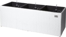 Weles GMBH Pot à Fleurs en résine tressée Gartenfreude avec Insert en Plastique et équipé d'un système d'irrigation, pour l'intérieur et l'extérieur, de Couleur Blanc 102 x 36 x 36 cm