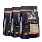 Marque Amazon - Lifelong Aliment pour chat adultes stérilisés sans céréale, élaboré avec de la viande fraîche de poulet - 3 kg (Lot de 3)