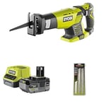 Ryobi - Scie sabre 18V - 0-3 100 cp/min - course de lame 22 mm - capacité bois 180 mm - Livrée avec 2 lames + 2 grandes longueur, 1 batterie 4Ah et 1 chargeur rapide