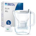 BRITA Style XL Water Filter Jug Grey (3.6L) incl. 1x MAXTRA PRO All-in-1 cartridge - large volume design jug with smart LED-LTI and Flip-Lid - now in sustainable Smart Box packaging