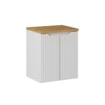 Meuble sous-vasque 50cm 2 portes plan de toilette Riva Blanc et Bois