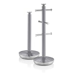 Swan SWKA1054GRN Retro Towel Pole and Mug Tree, Grey