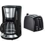 Russell Hobbs Machine à Café, Cafetière Filtre Familiale 1,25L, Maintien au Chaud, Technologie Stop Goutte - 24010-56 Adventure & Toaster Grille-Pain Fentes Larges - Noir 22601-56 Texture