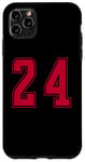 Coque pour iPhone 11 Pro Max Rouge Numéro 24 Équipe Junior Sports Uniforme Numéroté