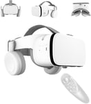 Casque de réalité virtuelle pour téléphone avec télécommande, lunettes vidéo 3D mobiles VR pour films et jeux, compatibles avec iPhone et téléphones Android (blanc)