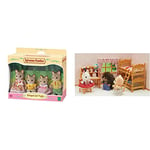 Sylvanian Families - Striped Cat Family & 5338 Children's Bedroom Set, Multicolor