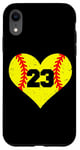 iPhone XR Softball Number 23 Jersey Funny Softball Heart Game Day Case