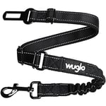 Wuglo Ceinture de Sécurité Chien en Voiture de 30 à 95 cm - Harnais de Voiture Élastique Robuste - Ceintures Durables avec Clip - Ceinture Chien Voiture Universelle (Noir)