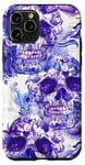 Coque pour iPhone 11 Pro Aquarelle violette ethnique horreur bleu feu flamme crâne