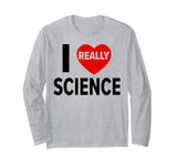 I Love Science I Heart Science For Men Women Kids Teacher Long Sleeve T-Shirt