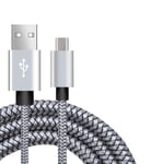 Micro-USB Tekstiilikaapeli 1 m, Hopea