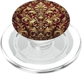 Motif baroque rouge et beige royal PopSockets PopGrip pour MagSafe