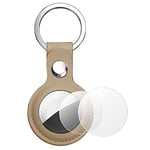 AXFEE AirTag Étuis de Protection en Cuir, PU Airtag Porte Clé, Étuis pour Apple AirTag Anti-Chute et Anti-Rayures Portable Key Finder pour Clés, Enfants, Animaux Compagnie (Airtag Non Inclus) (Or)