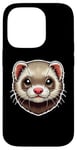 Coque pour iPhone 14 Pro Adorable Visage d'un Furet Dessin pour Amoureux des Animaux