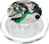 Lignes fluides avec émeraude et argent style art PopSockets PopGrip pour MagSafe