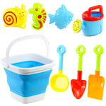 Beach Playset of 3PCs Foldable Bucket Rake and Shovel for Sandbuilding