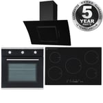 SIA 60cm Single Electric Oven, 90cm 5 Zone Induction Hob And Curved Angled Hood