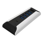 5-porttinen nopea USB-laajennuskeskitin 4 x USB 2.0 1 x USB-pikalatausportti 1 x USB C Plug and Play USB-keskitin PS5:lle