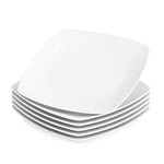 MALACASA, Series Julia, 9.2" Dinner Plates Ivory White Square Porcelain Dinner Plate Set, Pack of 6 (23.5 * 23.5 * 2cm)