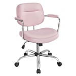 SONGMICS Chaise de Bureau Pivotante, Fauteuil de Bureau en PU, Ergonomique, Structure des Accoudoirs Individuelle, Mécanisme à Bascule, Hauteur Réglable, Chambre, Bureau, Rose Bonbon OBG033P01