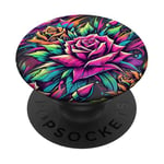 Floral Rose Botanical Art, Vibrant Street Style, Love Roses PopSockets Adhesive PopGrip