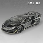 1:24 Lamborghinis Aventador Svj63 Legering Modellbil Leksak Diecasts Metallgjutning Ljud Och Ljus Bil Leksak（Svart）