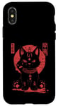 Coque pour iPhone X/XS Chat Maneki-Neko en colère porte-bonheur avec art japonais Kanji