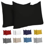 Dreamzie Taie Oreiller 40x60 cm (Lot de 2) 100% Coton Jersey 150 GSM - Noir - Taie d'oreiller 40 x 60 cm- Housse de Coussin Résistant et Hypoallergénique pour Oreiller