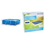 Intex Piscine Metal Frame Junior rectangulaire Angulaire Tubulaire (l) 2,20 x (l) 1,50 x (h) 0,60m & bâche Protection pour Piscine rectangulaire Tubulaire 3m x 2m