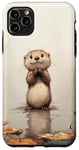 Coque pour iPhone 11 Pro Max Loutre De Mer Mignonne Sur Sarcelle Solide. Minimaliste