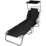 Transat chaise longue bain de soleil tissu noir Helloshop26