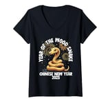 Womens Year Of The Wood Snake Chinese New Year 2025 V-Neck T-Shirt