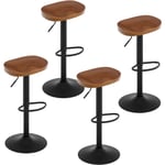 WOLTU Lot de 4 Tabouret de Bar, Chaise de Bar, Tabouret Haut en Bois, Cadre en Métal, Réglable en Hauteur, Pivotant à 360°, Marron