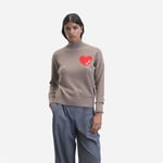 Heart Turtle Neck Sweater - Taupe