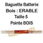 1 Paire de Baguettes Batterie Erable Pointe Bois Taille 5A