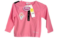 Girls Disney Princess Pink Black Front Trim Buttoned Pocket Longsleeve Tunic top